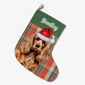 Cocker Spaniel groen en rood geplakt met naam van Grote Kerstsok (Voorkant (Hangend))