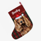 Cocker Spaniel Groen en Rood Geruit met Naam van d Grote Kerstsok (Achterkant (Hangend))
