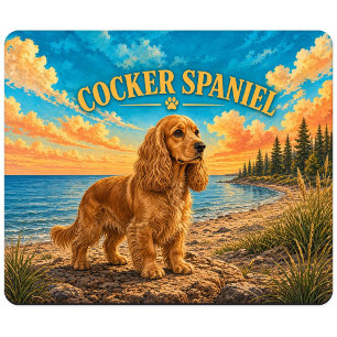 Cocker Spaniel, Grote Meren Vintage Waterverf Muismat