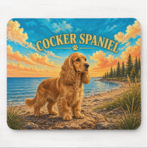 Cocker Spaniel, Grote Meren Vintage Waterverf Muismat