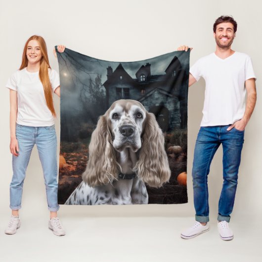 Cocker Spaniel Halloween Engverstorend Fleece Deken (In situ)