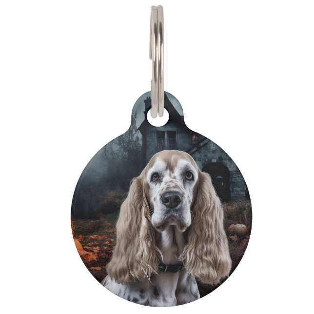 Cocker Spaniel Halloween Engverwekkend Huisdierpenning (Voorkant)