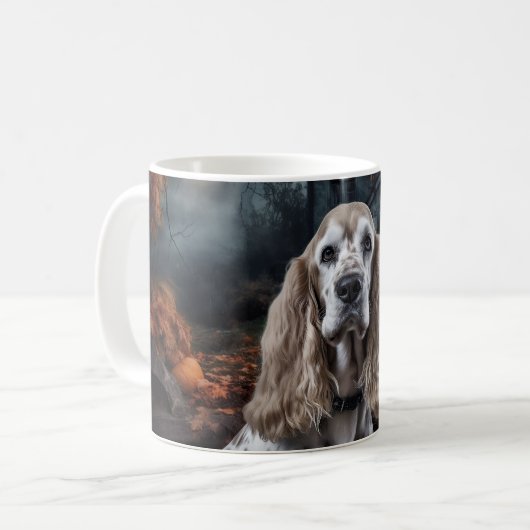 Cocker Spaniel Halloween Engverwekkend Koffiemok (Voorkant links)