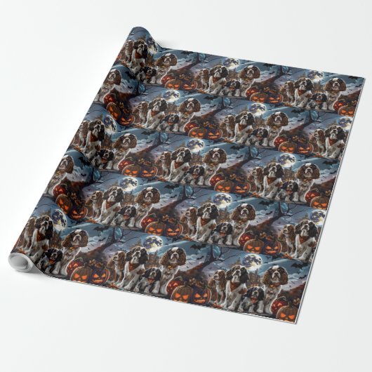 Cocker Spaniel Halloween Griezelen Cadeaupapier (Uitgerold)