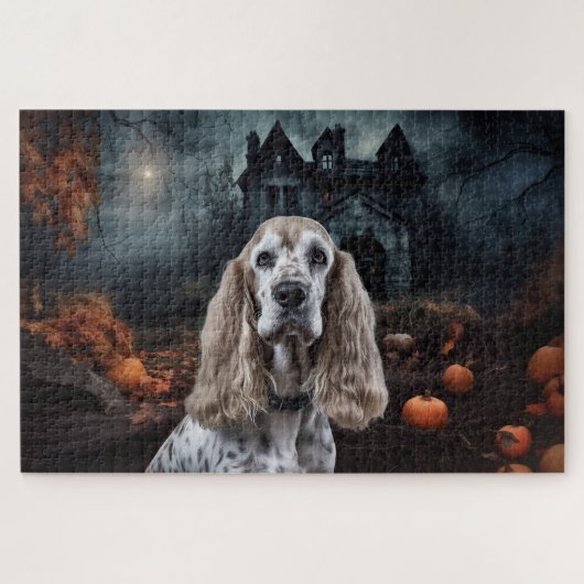 Cocker Spaniel Halloween Griezelen Legpuzzel (Horizontaal)