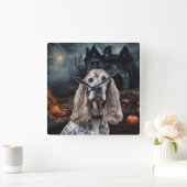 Cocker Spaniel Halloween Griezelen Vierkante Klok (Huis)