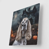 Cocker Spaniel Halloween Griezelen Vierkante Klok (Hoek)