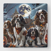 Cocker Spaniel Halloween Griezelen Vierkante Klok (Voorkant)