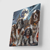 Cocker Spaniel Halloween Griezelen Vierkante Klok (Hoek)