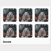 Cocker Spaniel Halloween Griezelen Vierkante Sticker (Vel)