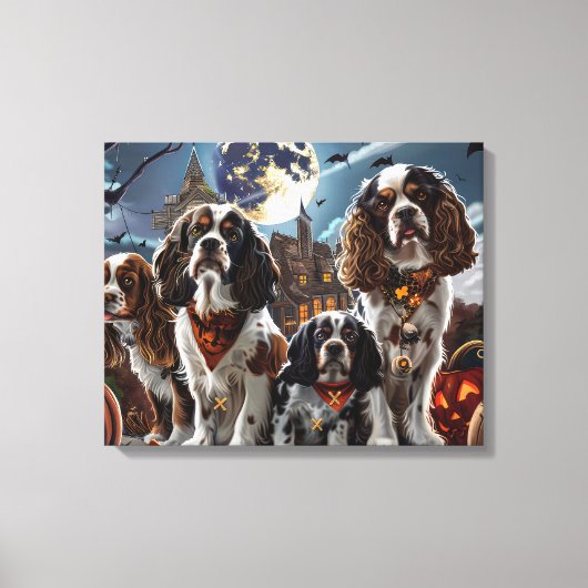 Cocker Spaniel Halloween Griezelig Canvas Afdruk (Voorkant)