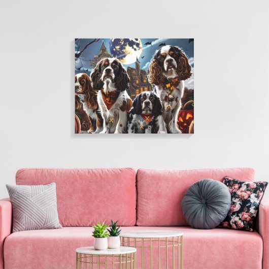 Cocker Spaniel Halloween Griezelig Canvas Afdruk (Insitu (Woonkamer))