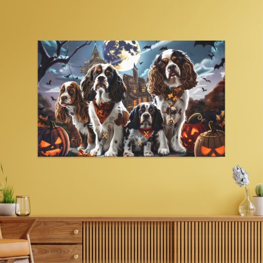 Cocker Spaniel Halloween Griezelig Canvas Afdruk (Insitu (Woonkamer))