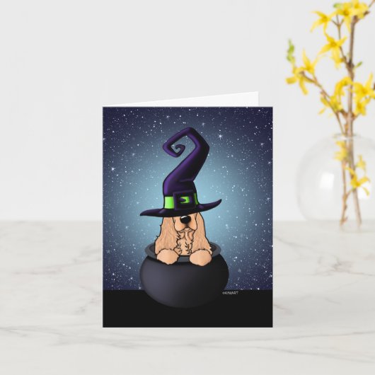 Cocker Spaniel Halloween Kaart (Gele Bloem)