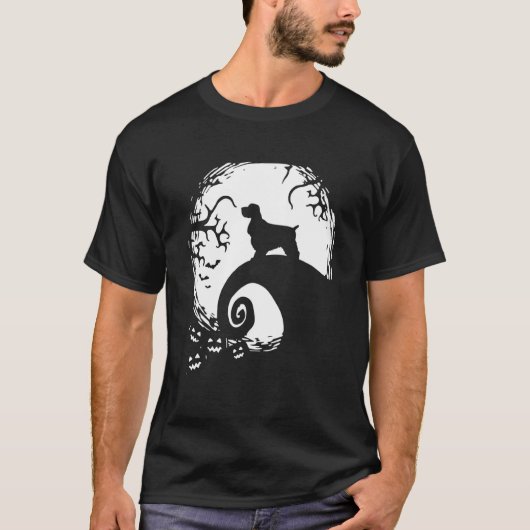 Cocker Spaniel Halloween onder het maanlicht spook T-shirt (Voorkant)