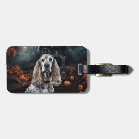 Cocker Spaniel Halloween Scary Bagagelabel (Achterkant horizontaal)