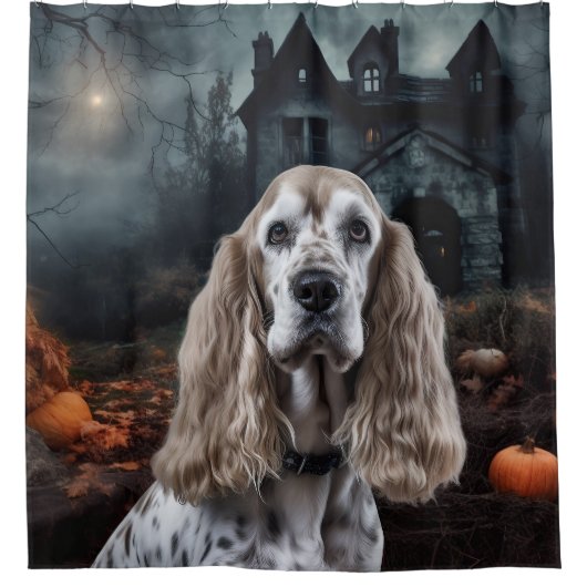 Cocker Spaniel Halloween Scary Douchegordijn (Voorkant)