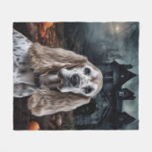 Cocker Spaniel Halloween Scary Fleece Deken (Voorkant (Horizontaal))