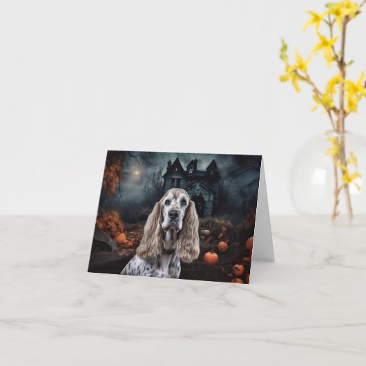 Cocker Spaniel Halloween Scary Kaart (Gele Bloem)