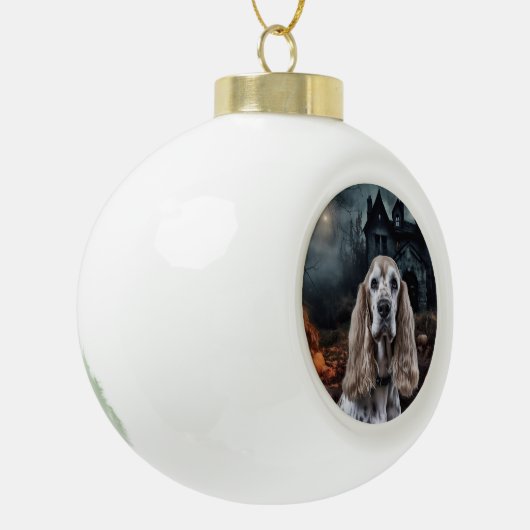 Cocker Spaniel Halloween Scary Keramische Bal Ornament (Links)