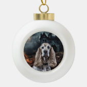 Cocker Spaniel Halloween Scary Keramische Bal Ornament (Voorkant)