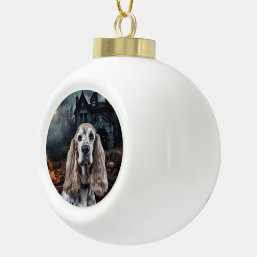 Cocker Spaniel Halloween Scary Keramische Bal Ornament (Rechts)