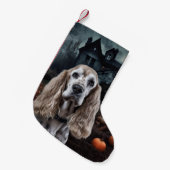 Cocker Spaniel Halloween Scary Kleine Kerstsok (Voorkant (Hangend))