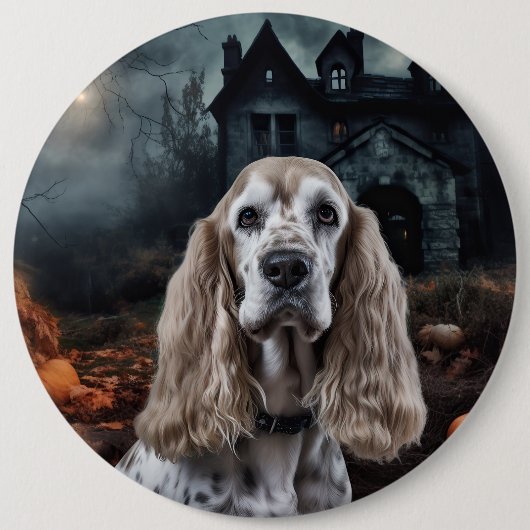 Cocker Spaniel Halloween Scary Ronde Button 6,0 Cm (Voorkant)