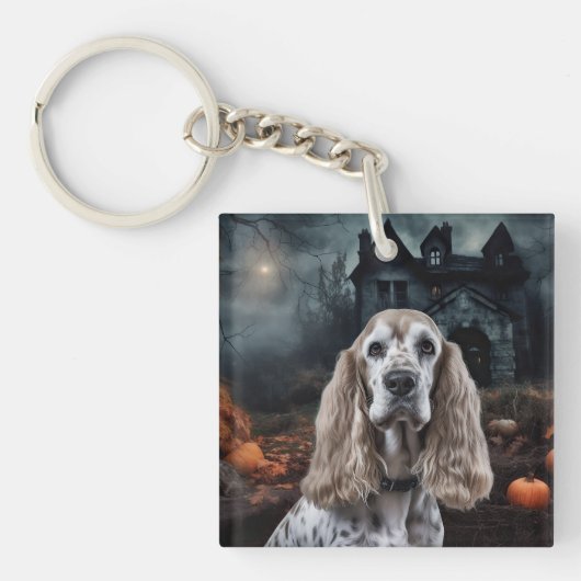 Cocker Spaniel Halloween Scary Sleutelhanger (Voorkant)