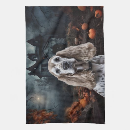 Cocker Spaniel Halloween Scary Theedoek (Verticaal)