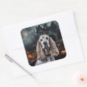 Cocker Spaniel Halloween Scary Vierkante Sticker (Envelop)
