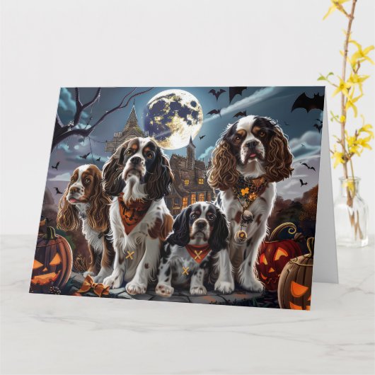Cocker Spaniel Halloween Spoken Kaart (Gele Bloem)