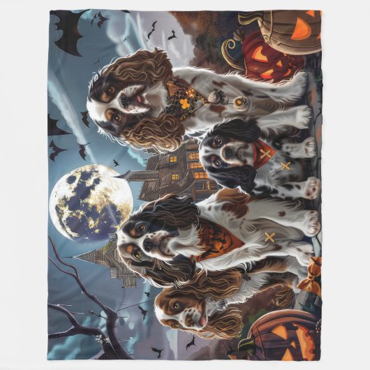 Cocker Spaniel Halloween Spooky Fleece Deken (Voorkant)