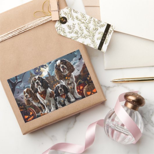 Cocker Spaniel Halloween Spooky Rechthoekige Sticker (Geschenken)