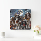 Cocker Spaniel Halloween Spooky Vierkante Klok (Huis)