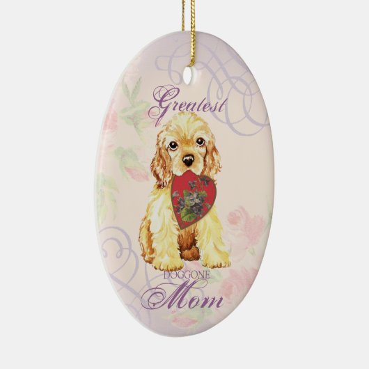 Cocker Spaniel Heart Mam Keramisch Ornament (Rechts)