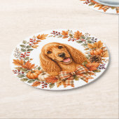 Cocker Spaniel Herfst Coaster Ronde Kartonnen Onderzetter (Gebogen)