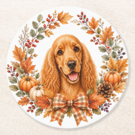 Cocker Spaniel Herfst Coaster Ronde Kartonnen Onderzetter