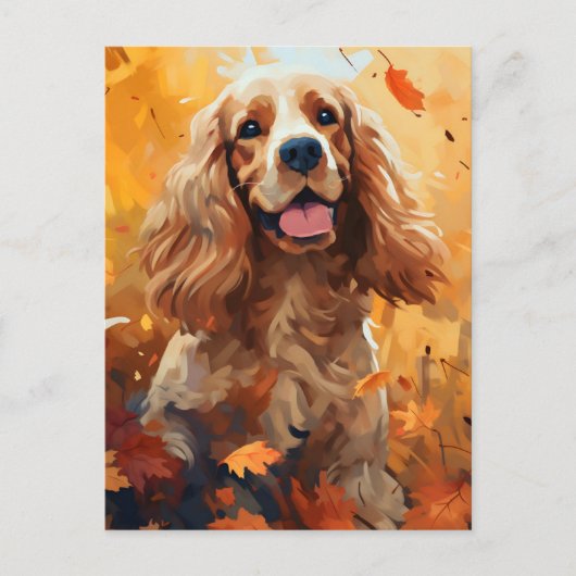 Cocker Spaniel Herfst Thanksgiving  Briefkaart (Voorkant)