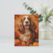 Cocker Spaniel Herfst Thanksgiving Briefkaart (Staand voorkant)