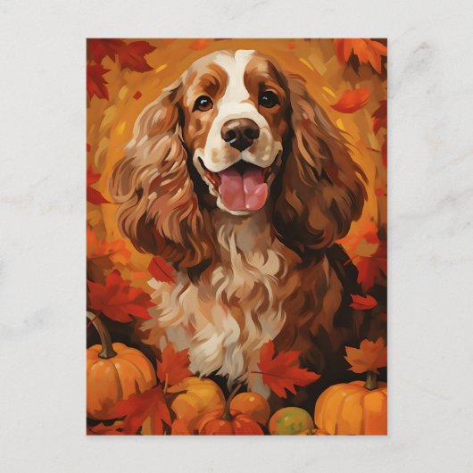 Cocker Spaniel Herfst Thanksgiving Briefkaart (Voorkant)