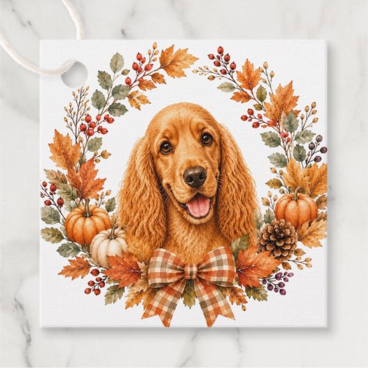 Cocker Spaniel Herfstkrans Bedankjes Labels (Voorkant)