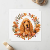 Cocker Spaniel Herfstkrans Notitiekaartje (Voorkant / Achterkant in situ)