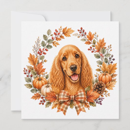Cocker Spaniel Herfstkrans Notitiekaartje (Voorkant)