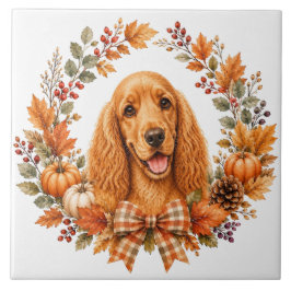Cocker Spaniel Herfstkrans Tegeltje