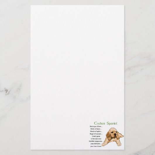 Cocker Spaniel Heritage of Love Briefpapier (Voorkant)