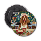Cocker Spaniel Holiday Baking: Feestelijke Kerst Button Flesopener (Voorkant)