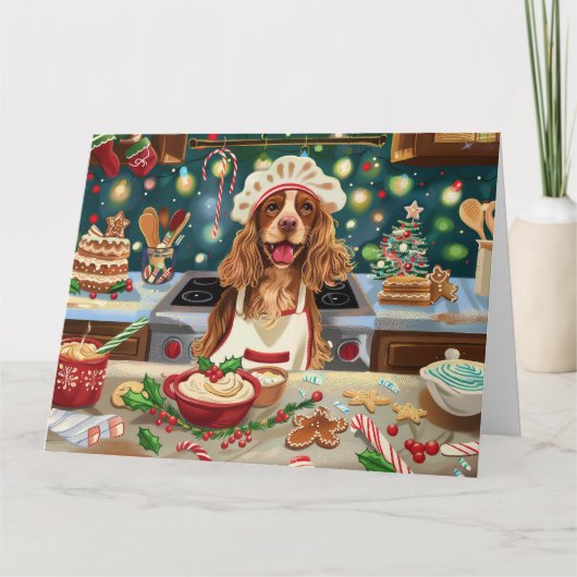 Cocker Spaniel Holiday Baking: Feestelijke Kerst Kaart (Voorkant)