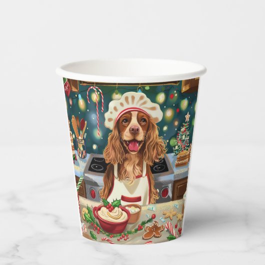 Cocker Spaniel Holiday Baking: Feestelijke Kerst Papieren Bekers (Voorkant)