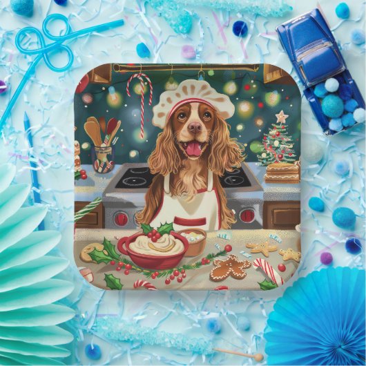 Cocker Spaniel Holiday Baking: Feestelijke Kerst Papieren Bordje (Feest)